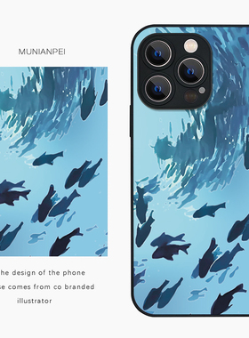 DZ适用小米15ultra手机壳新款高级感13pro全包防摔14玻璃k80蓝色海洋鱼群note14小众13红米k70e卡通k60简约50