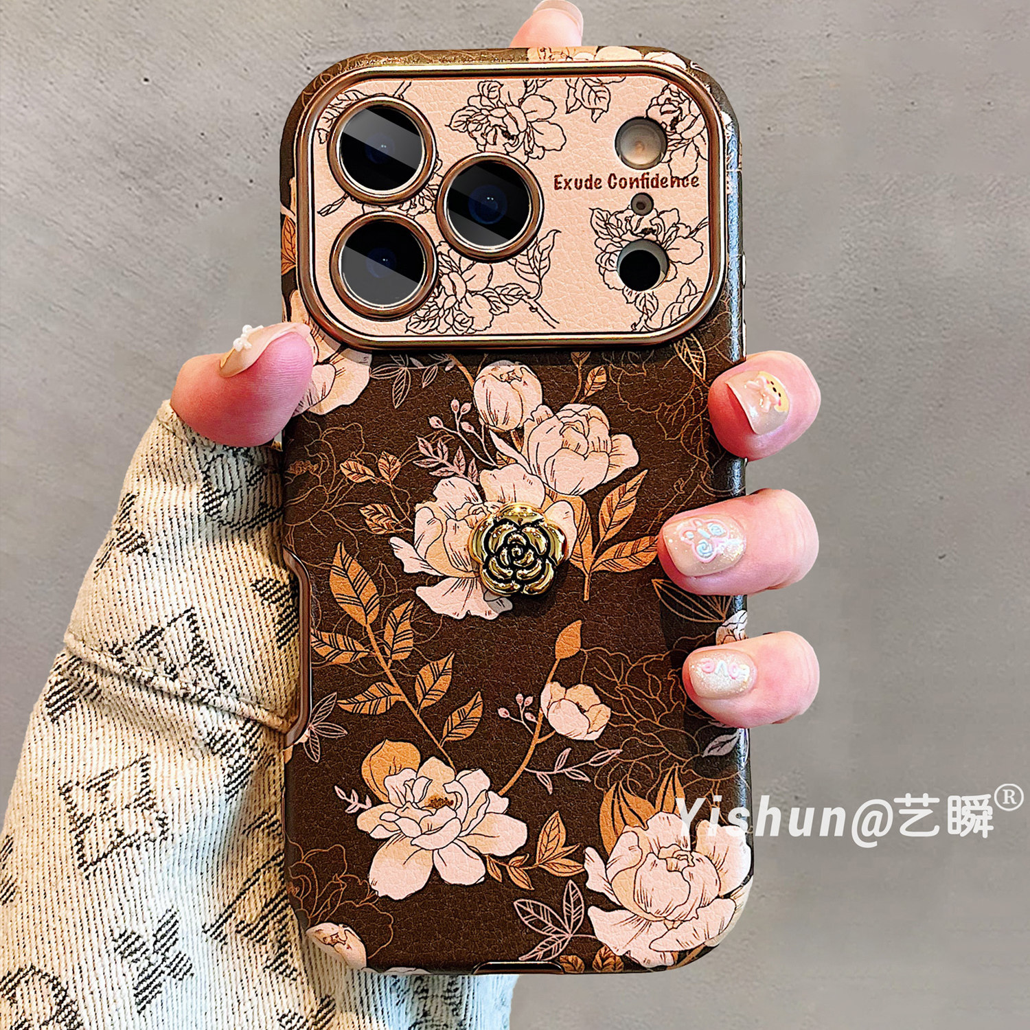 华鹃适用苹果17promax手机壳新款秋冬复古女款iPhone16棕色素描山茶花15Pro皮质14全包防摔13高级感网红超火,3C数码配件,手机保护套/壳,淘宝优惠券,粉丝福利购,淘宝优惠卷