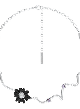 yuritan一朵雏菊紫钻新生项链