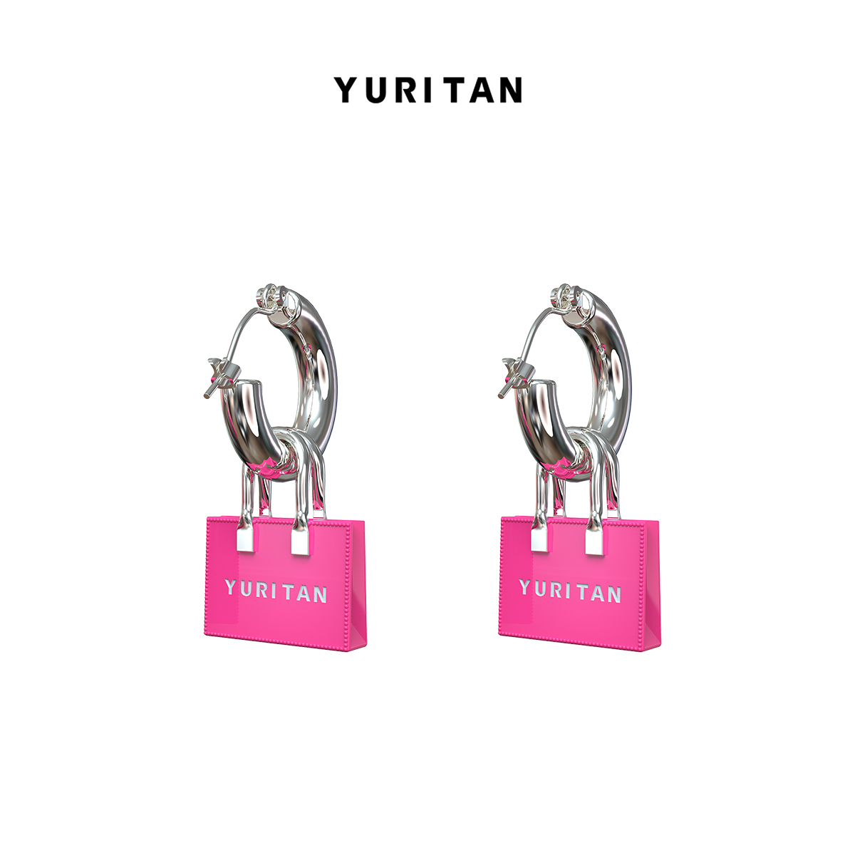 YURITAN甜美风多巴胺粉色耳环