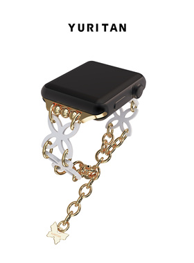 YURITAN白色蝴蝶陶瓷手表链适配iwatch苹果智能手表通用型号表链