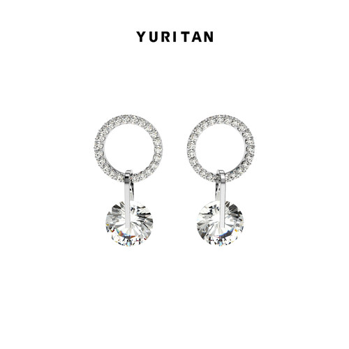 yuritan极简时尚镶嵌锆石女耳环
