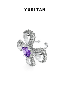 YURITAN幸运花镶钻耳夹