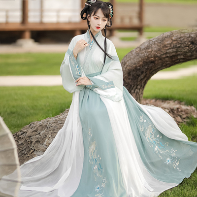 云芳晴玉清歌原创汉服女中国风晋制齐腰交领刺绣襦裙三件套春夏款
