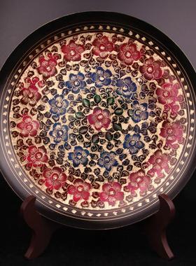 巴基斯坦手工漆彩挂盘装饰盘仿古居家玄关铜盘子摆件新疆饭店摆盘