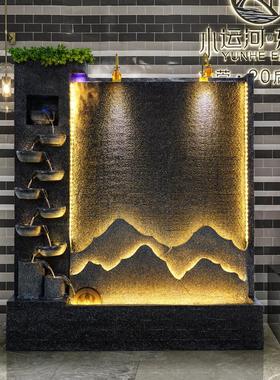 中式客厅水幕墙流水屏风庭院喷泉落地招财水景室内加湿隔断摆件