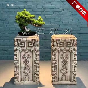 石雕莲花底座汉白玉底座仿古花架盆景庭院别墅石台座简约石墩摆件