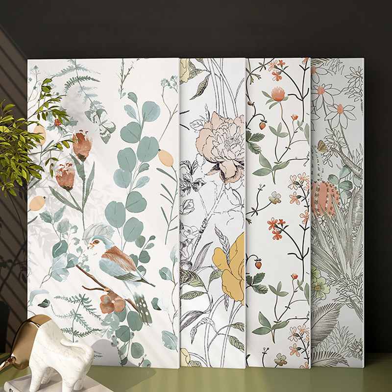 法式复古卫生间瓷砖400x800花砖连纹墙砖背景墙花鸟植物燕子柔光