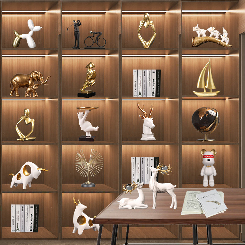 现代简约轻奢书柜客厅酒柜摆件领导高端商务办公室家居装饰工艺品