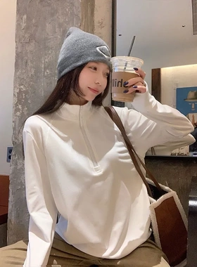 晨领【冲量款】【罗纹德绒1X1】秋冬新款长袖卫衣外套女内搭显瘦