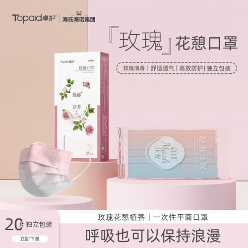 春季薄款一次性渐变防护口罩茶香白色防尘香味鼻罩三层防雾耳鼻罩