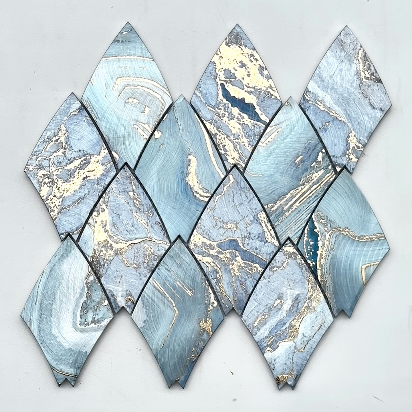 贝壳形金属不锈钢马赛克菱形喷墨鎏金瓷砖吧台餐厅酒店KTV背景墙