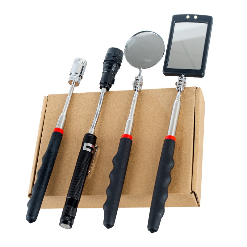 芸贝捡拾器工具套装伸缩长镜磁性伸缩吸铁棒带灯吸杆磁性软管电筒