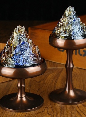 黄铜琉璃博山炉家居书房香薰炉金属工艺品铜器纯铜摆件工艺品