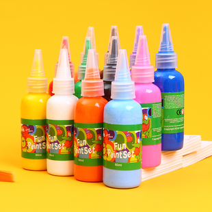 儿童手指画颜料12色套装 幼儿园宝宝可水洗绘画涂鸦60ml水彩颜料