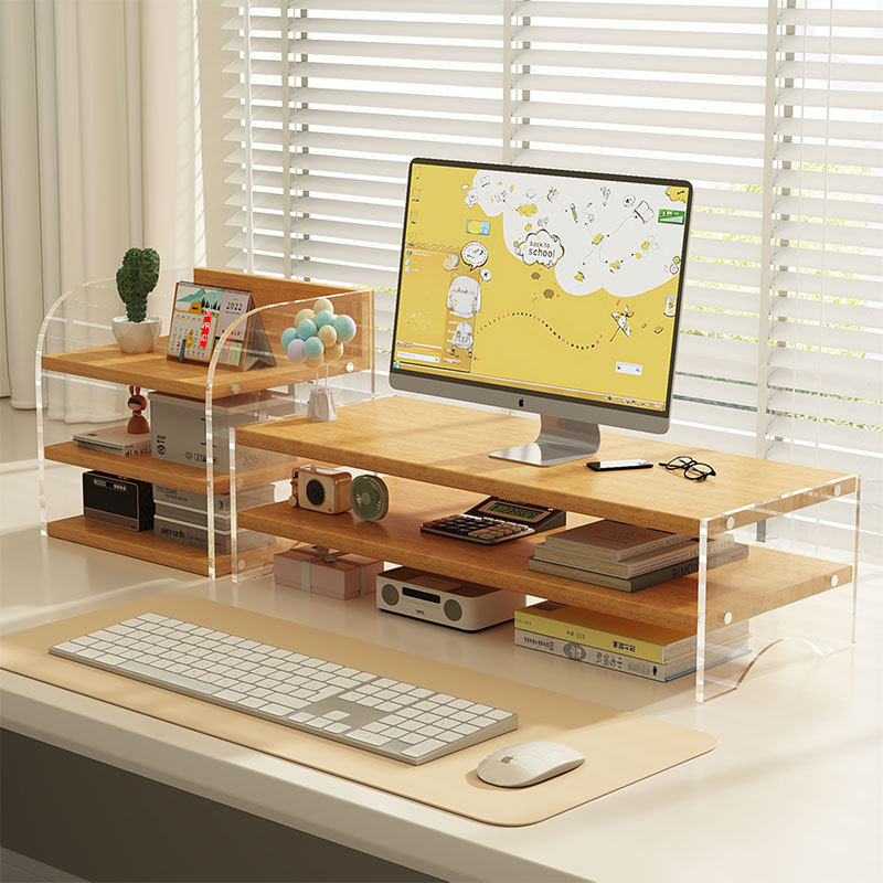 台式电脑增高架桌面置物架显示器悬浮亚克力工位收纳架多功能托架,收纳整理,整理架/置物架/收纳架,淘宝优惠券,粉丝福利购,淘宝优惠卷