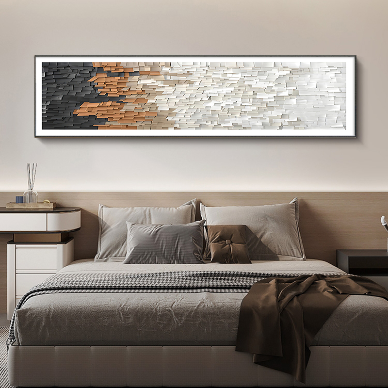 轻奢卧室装饰画现代抽象主卧床头挂画横版简约高级感客厅艺术壁画