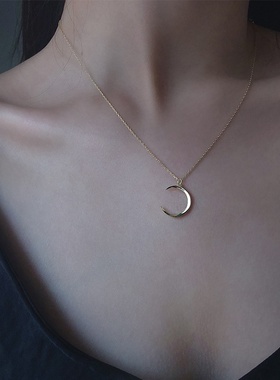 2021新款小众设计月亮项链女潮锁骨链短款网红简约气质冷淡风