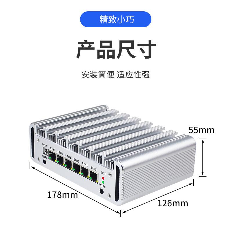 倍控J4125四核2.5G六口多网I7 7600U酷睿双核无风扇主机静音10代