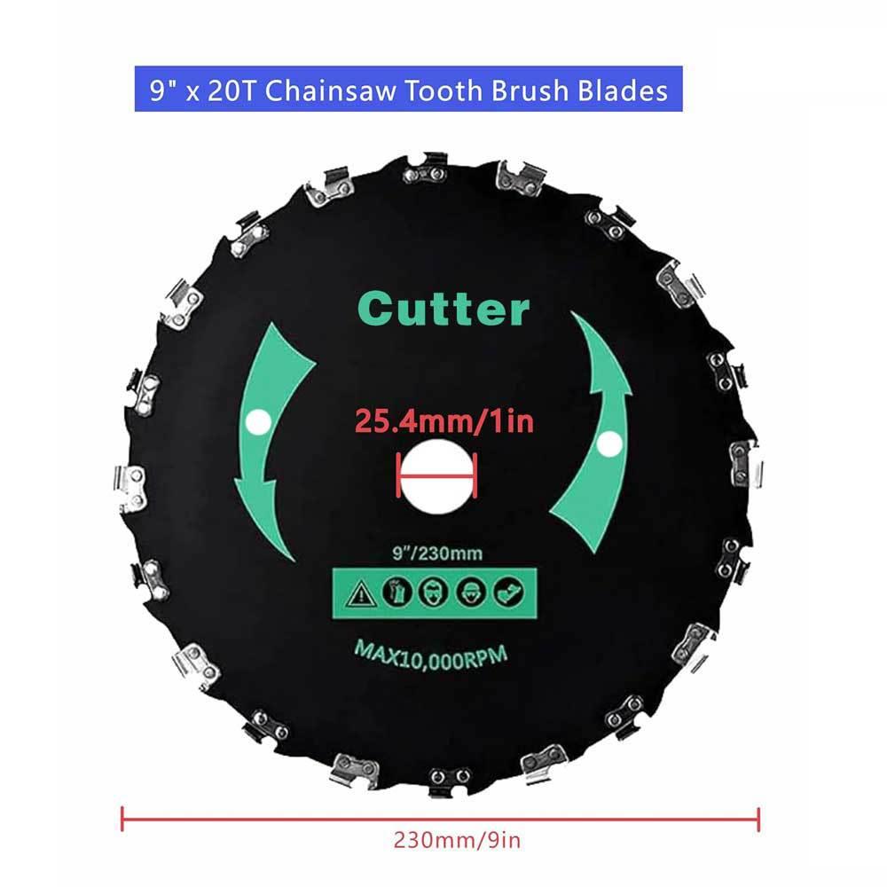 割草机直角链条锯盘割草片20齿9寸链条锯齿刀片家用打小树割灌机