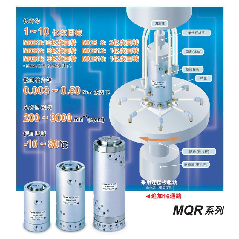 鼎德SMC型MRQ气动高速旋转气缸360度MQR2/4/8/12/16-M5 多路接头
