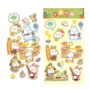 陈小桃顺耳兔贴纸活泼手帐萌趣卡通表情贴手机装饰贴纸