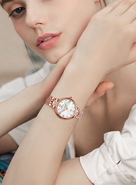 天然贝母瑞士进口格林气质防水石英手表女士简约腕表正品88289