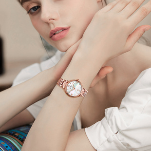 天然贝母瑞士进口格林气质防水石英手表女士简约腕表正品 88289