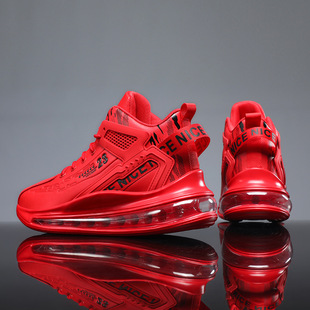 气垫防滑休闲运动跑步鞋 高档红色男士 防臭鞋 子2025春秋季 本命年鞋