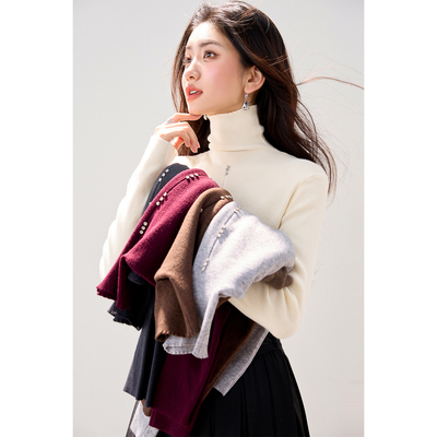 实拍◆有◆针织长袖秋冬打底衫钉钻2025新款修身显瘦保暖上衣