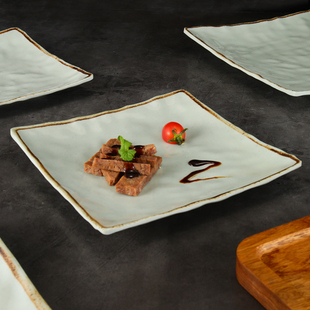 密胺盘子瓷塑料凉菜碟酒店餐厅商用四方翘角盘炒菜盘盖浇饭盘子