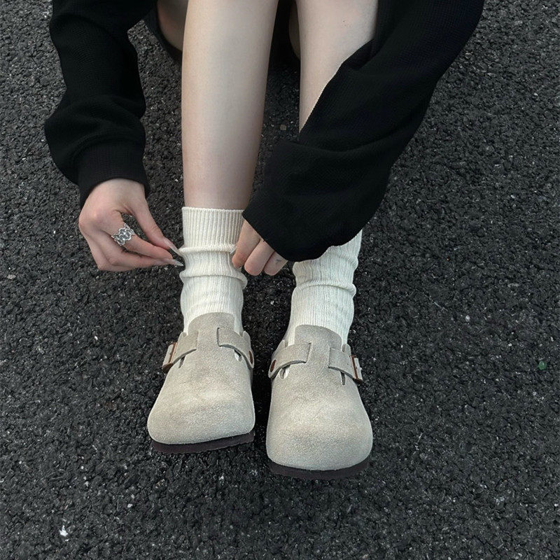 穆勒勃肯鞋男女款包头半拖鞋一脚蹬情侣外穿通勤博肯cleanfit鞋子