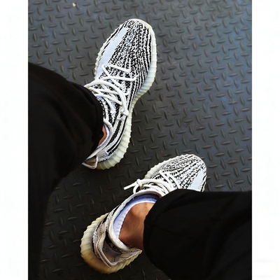 奢椰子鞋350男女款白斑马运动鞋莆田OG YEEZY网面防滑休闲鞋子男