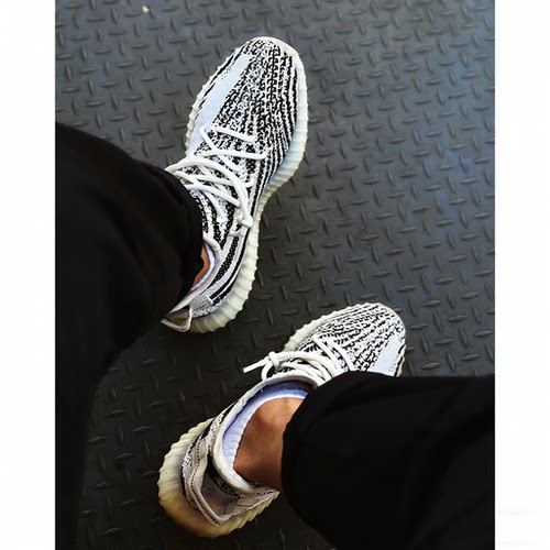 高奢椰子鞋350男女款白斑马运动鞋莆田OG YEEZY网面防滑休闲鞋子