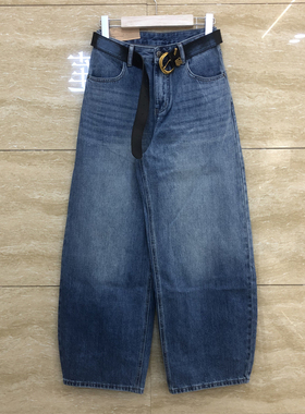 红提子HTZ66016欧洲站腰带见我宽松弯刀浅色春装薄款牛仔裤女新款