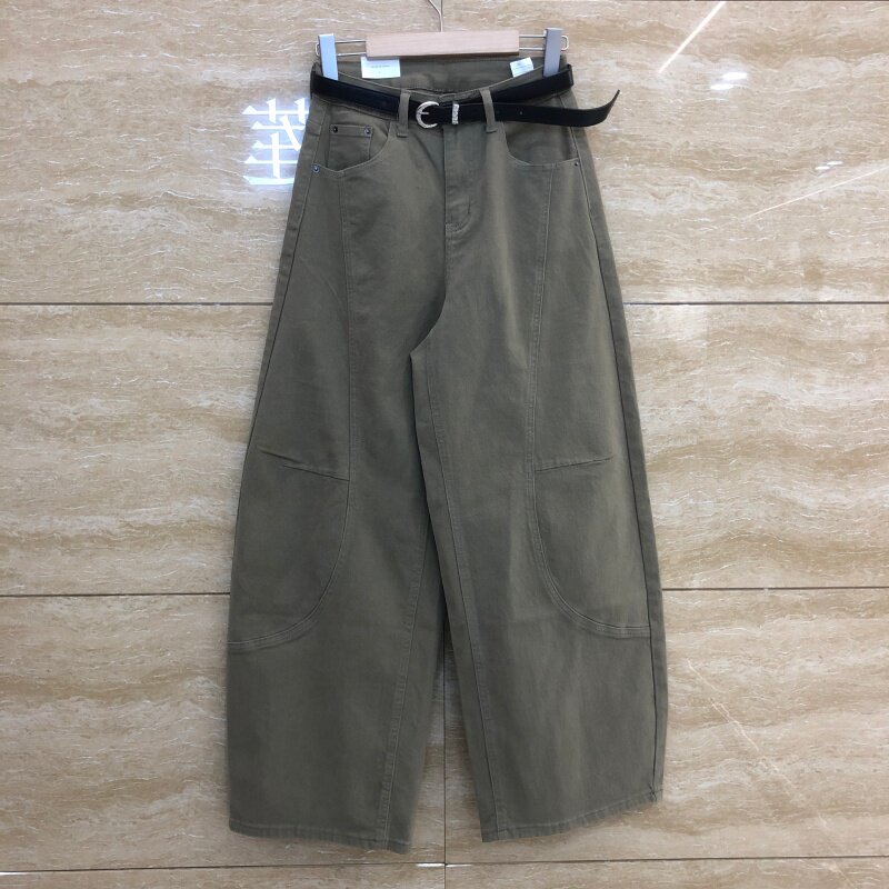 欧洲站工装弯刀牛仔裤女显瘦百搭