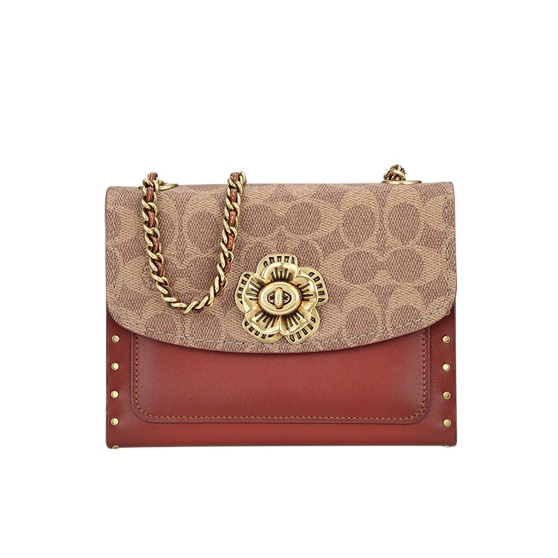 【自营】coach/蔻驰女包山茶花小号parker系列女士单肩斜挎链条包