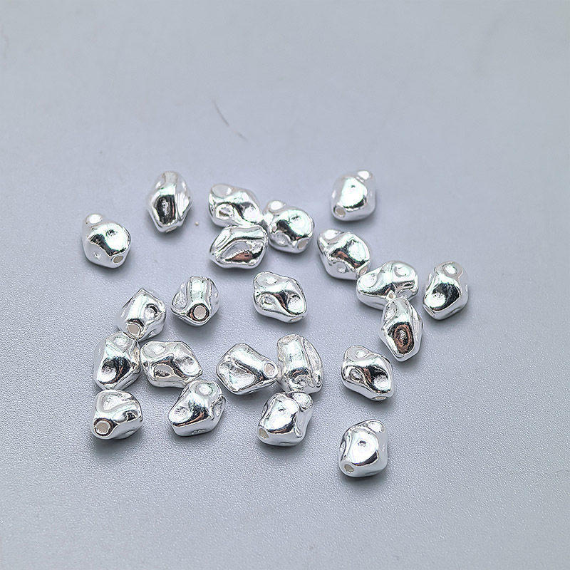 s925纯银兔头碎碎隔片隔珠金色镶嵌锆石垫片diy手链银饰配件材料