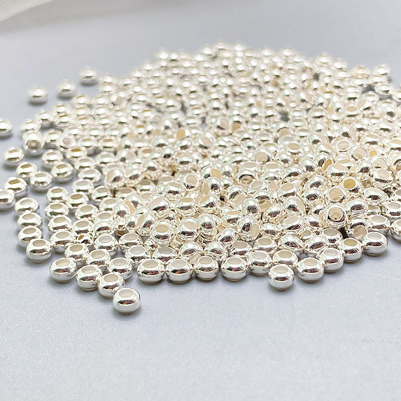 S925迷你碎银子圆形大孔隔片碎银按克隔珠diy手串编散珠银饰