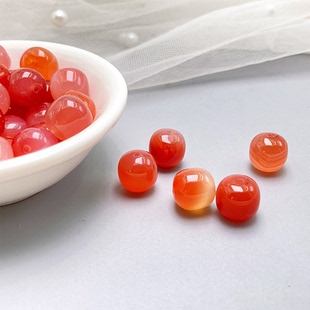 天然绯红玛瑙渐变老形珠老型桶珠多宝手串星月diy配饰