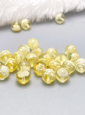 天然金珀阴雕琥珀散珠手工串珠散批diy花珀手链饰品文玩隔珠