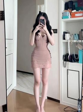 summer rose泰国小众性感吊带抹胸连衣裙气质鱼骨紧身礼服包臀裙