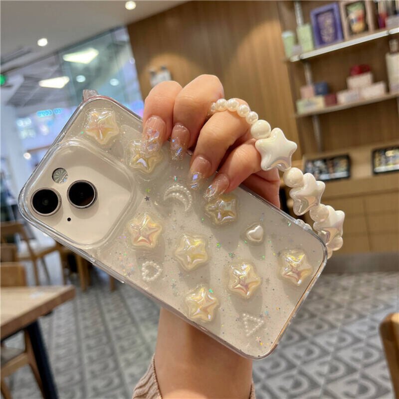 爱心珍珠立体星星月亮滴胶手机壳