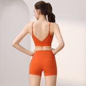 运动内衣瑜伽文胸套装 女 深V透气速干美背心吊带多巴胺健身套装