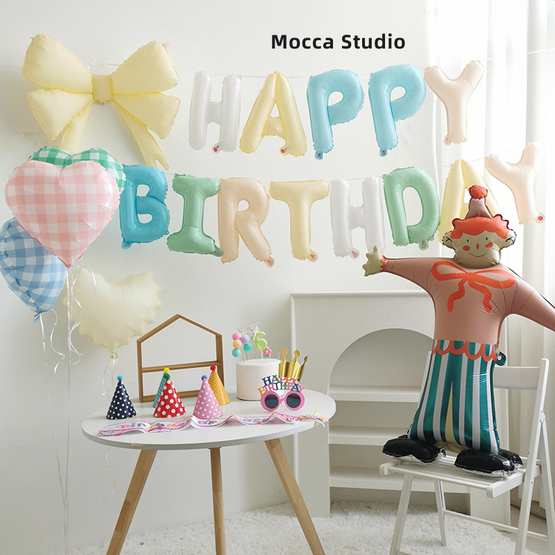 儿童生日小丑气球派对布置生日场景布置装饰生日男童布置爱心气球
