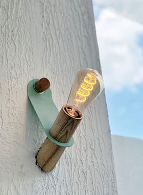 荷兰CALEX金属实木壁灯设计师复古蓝色绿色莫兰迪极简E27螺口民宿