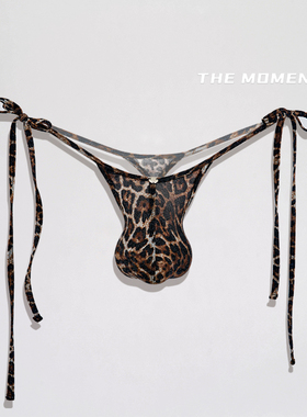 原创豹纹蓝色偏光性感低腰丁字裤情运动色设计师款25新款男士