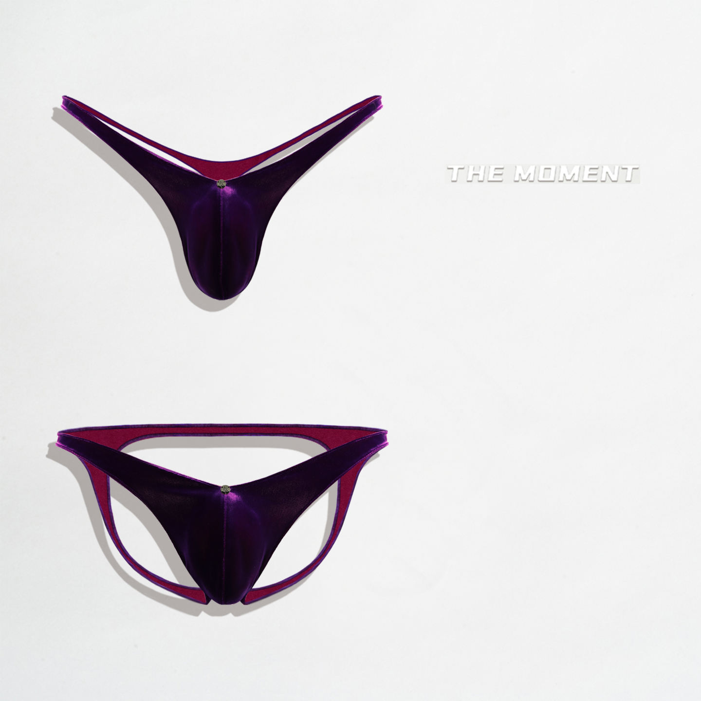 原创性感极光丝绒紫色低腰深V丁字裤情设计师款色25新款男士内裤