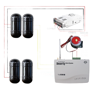 GSM红外防盗报警器 ABT-100双光束红外对射工厂围墙周界报警系统