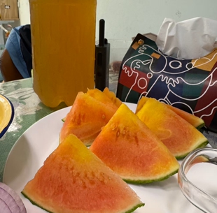 晚霞彩虹西瓜种子  红色黄色混合果肉